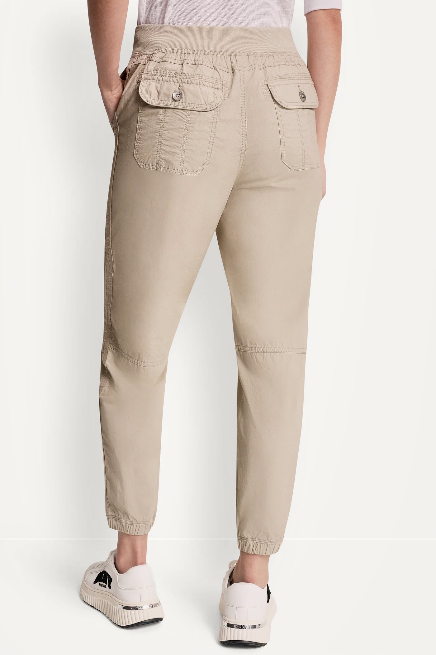 COTTON-POPLIN HIGH-RISE SLIM UTILITY JOGGER