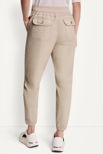 COTTON-POPLIN HIGH-RISE SLIM UTILITY JOGGER