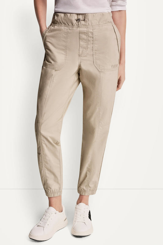 COTTON-POPLIN HIGH-RISE SLIM UTILITY JOGGER