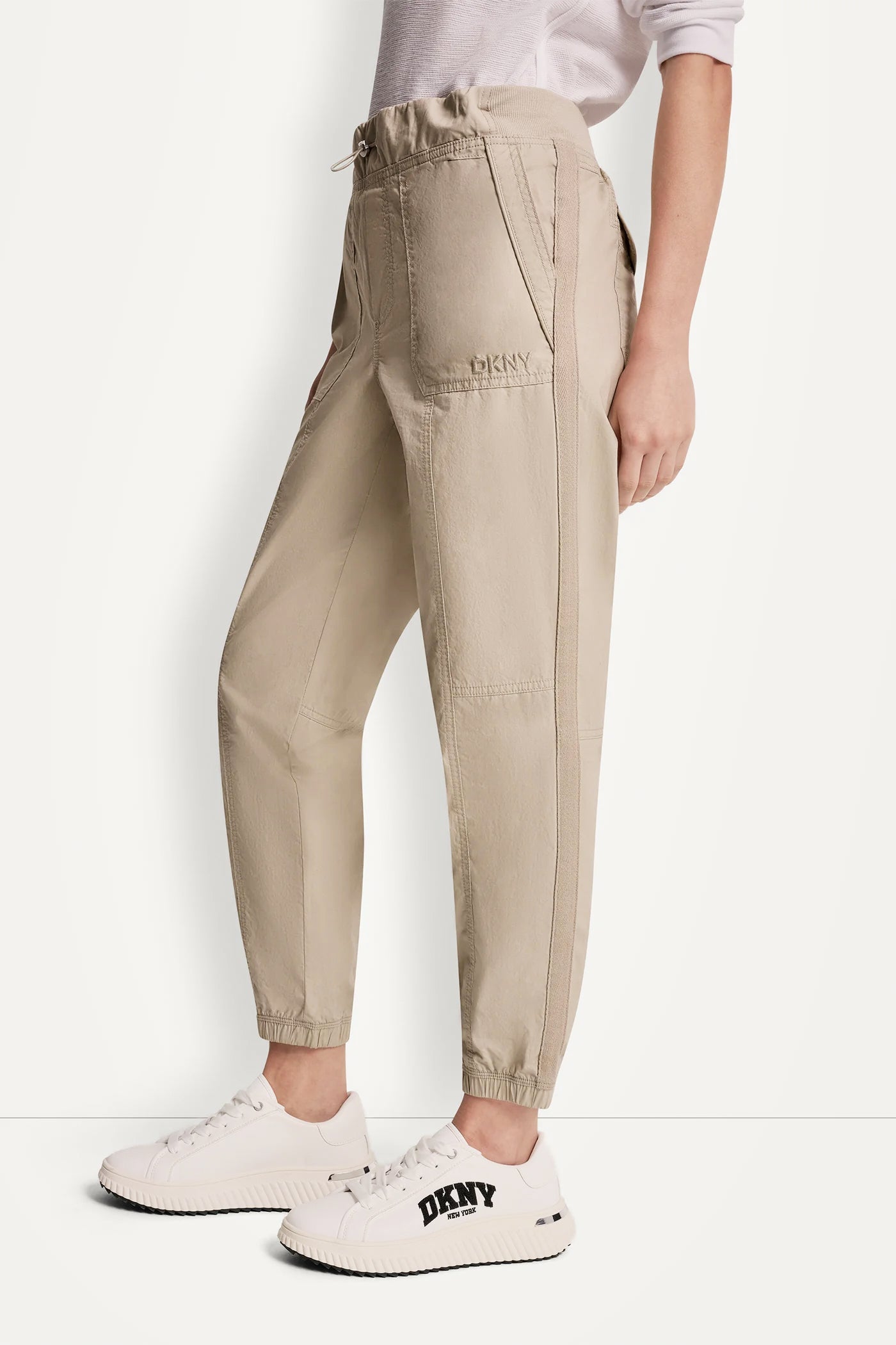 COTTON-POPLIN HIGH-RISE SLIM UTILITY JOGGER