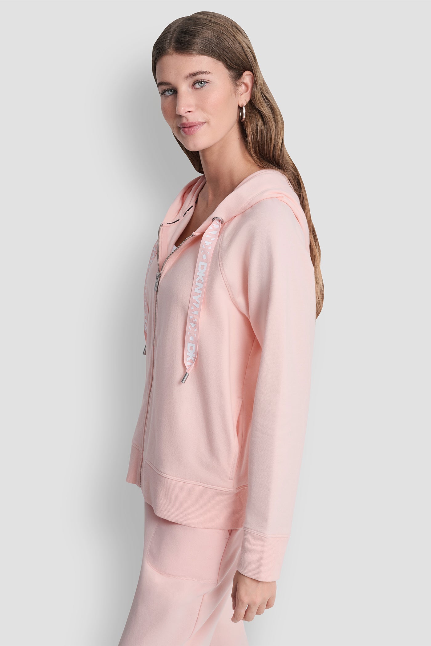 COTTON-FLEECE LOGO DRAWSTRING HOODIE