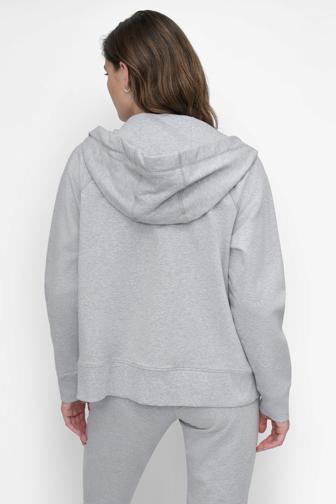 COTTON-FLEECE TWO-TONE LOGO DRAWSTRING HOODIE