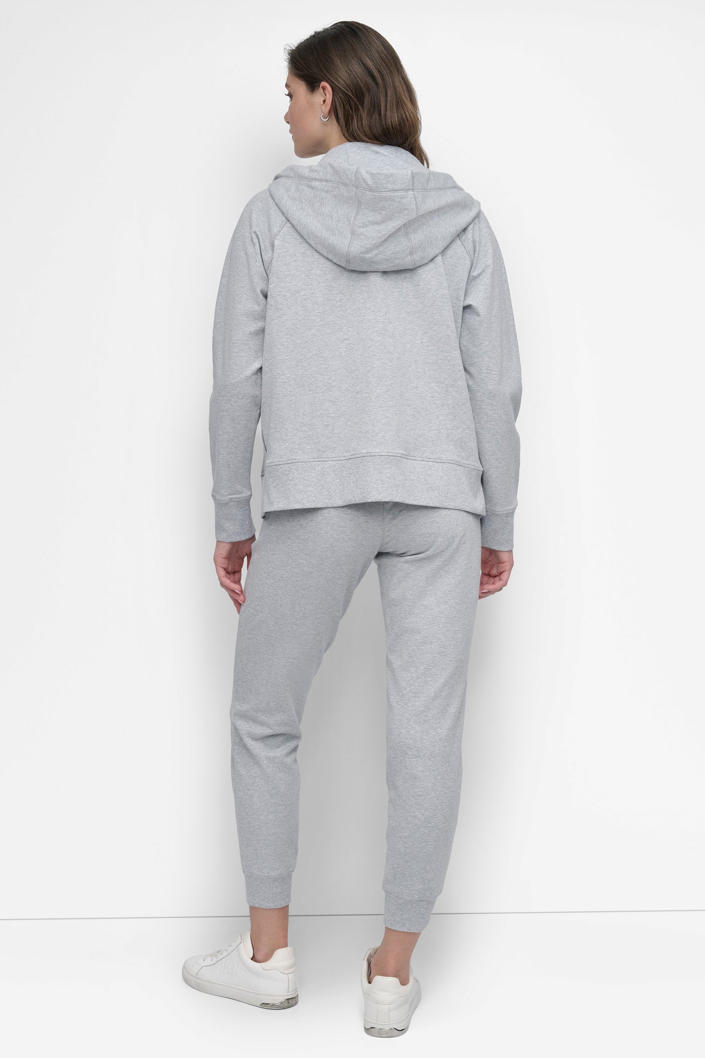 COTTON-FLEECE TWO-TONE LOGO DRAWSTRING HOODIE