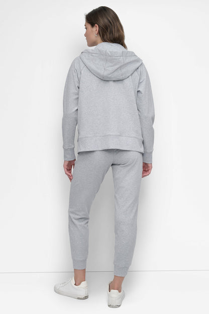 COTTON-FLEECE TWO-TONE LOGO DRAWSTRING HOODIE