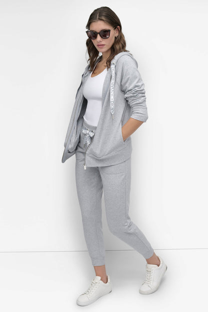 COTTON-FLEECE HIGH-RISE LOGO DRAWSTRING SKINNY JOGGER