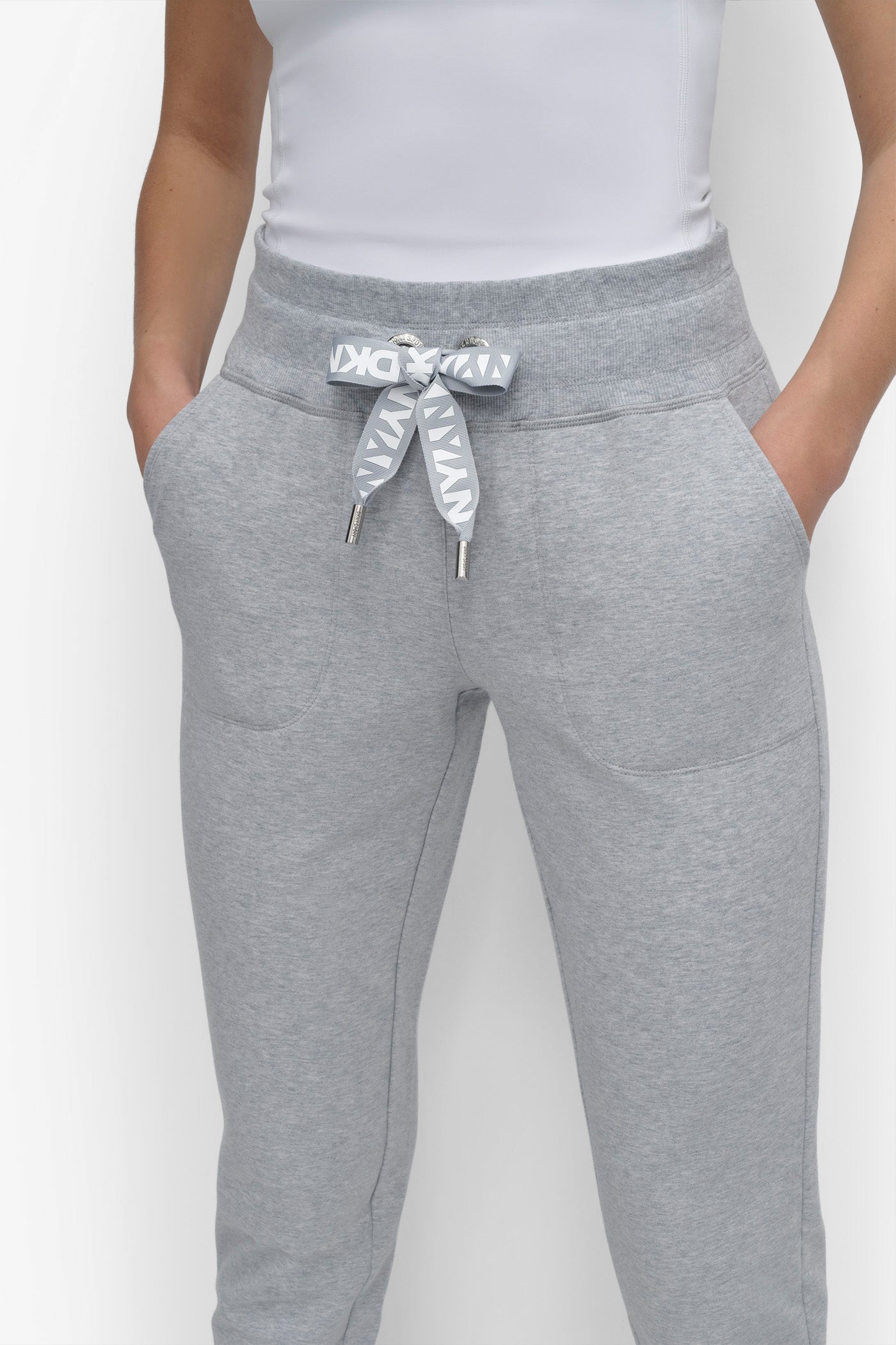 COTTON-FLEECE HIGH-RISE LOGO DRAWSTRING SKINNY JOGGER