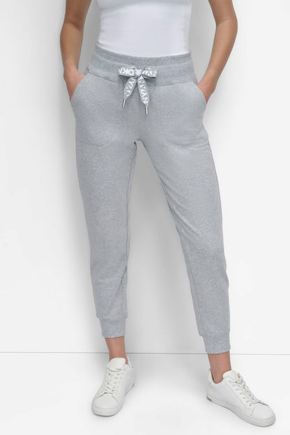 COTTON-FLEECE HIGH-RISE LOGO DRAWSTRING SKINNY JOGGER