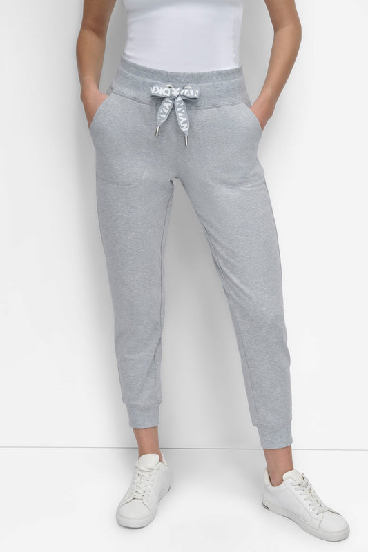 COTTON-FLEECE HIGH-RISE LOGO DRAWSTRING SKINNY JOGGER