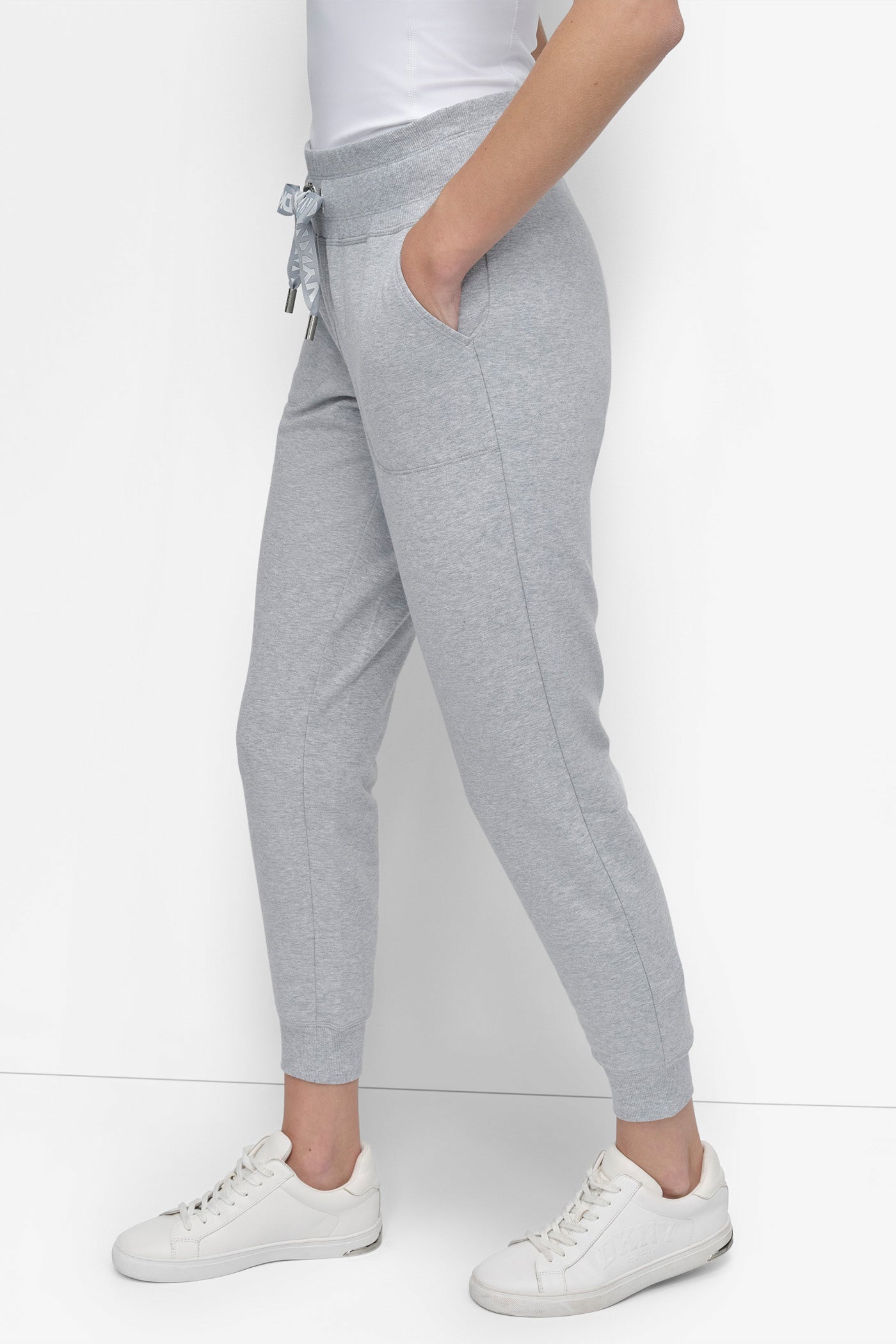 COTTON-FLEECE HIGH-RISE LOGO DRAWSTRING SKINNY JOGGER