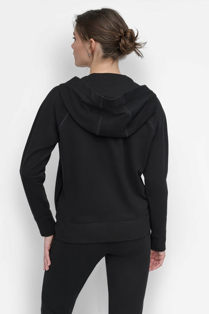 COTTON-FLEECE TWO-TONE LOGO DRAWSTRING HOODIE