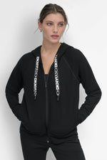 COTTON-FLEECE TWO-TONE LOGO DRAWSTRING HOODIE