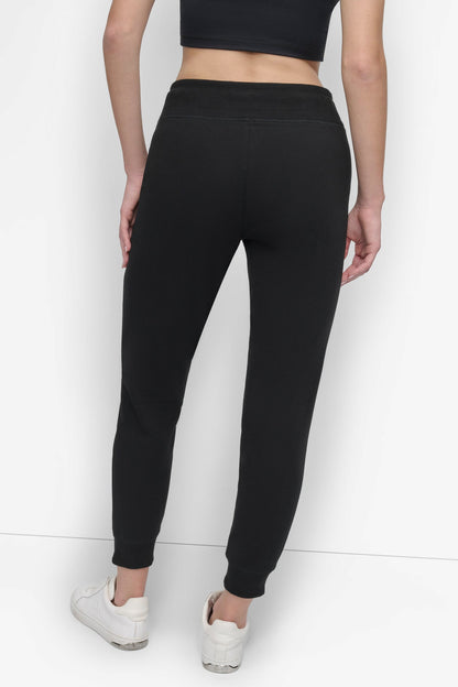 COTTON-FLEECE HIGH-RISE LOGO DRAWSTRING SKINNY JOGGER