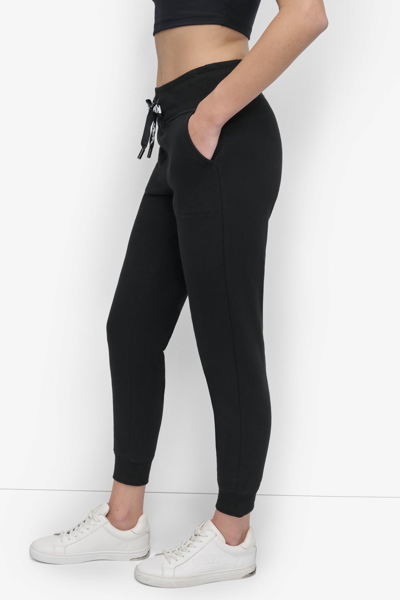 COTTON-FLEECE HIGH-RISE LOGO DRAWSTRING SKINNY JOGGER
