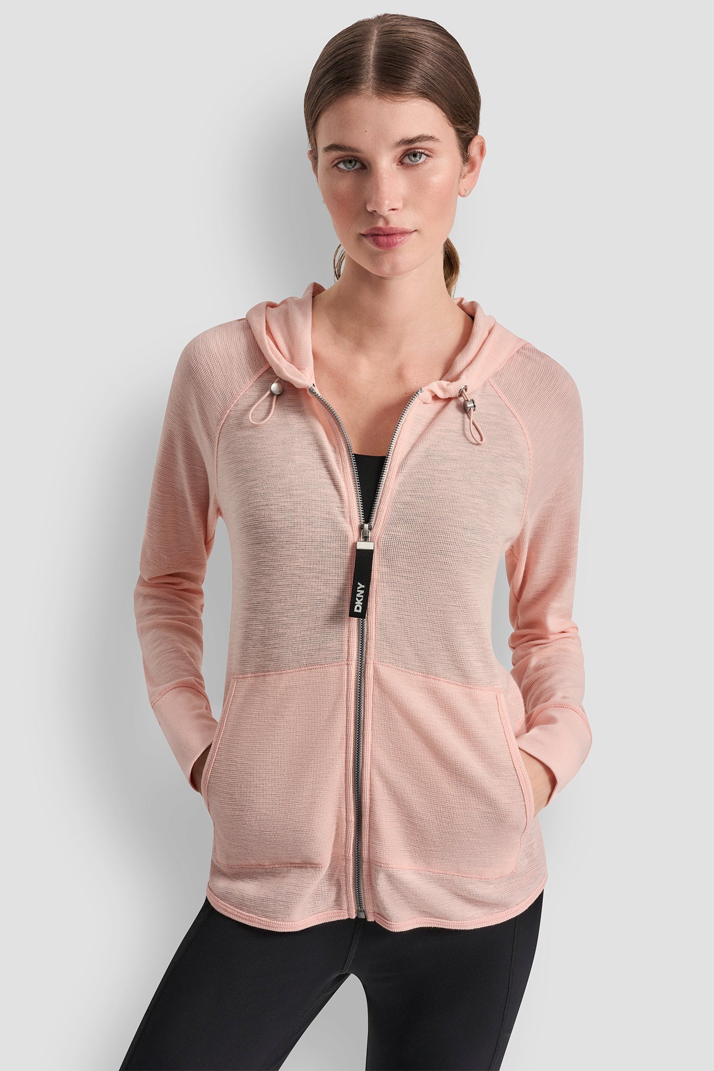 COTTON-BLEND SLUB WAFFLE-KNIT HOODIE
