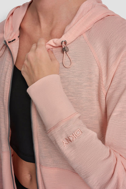 COTTON-BLEND SLUB WAFFLE-KNIT HOODIE