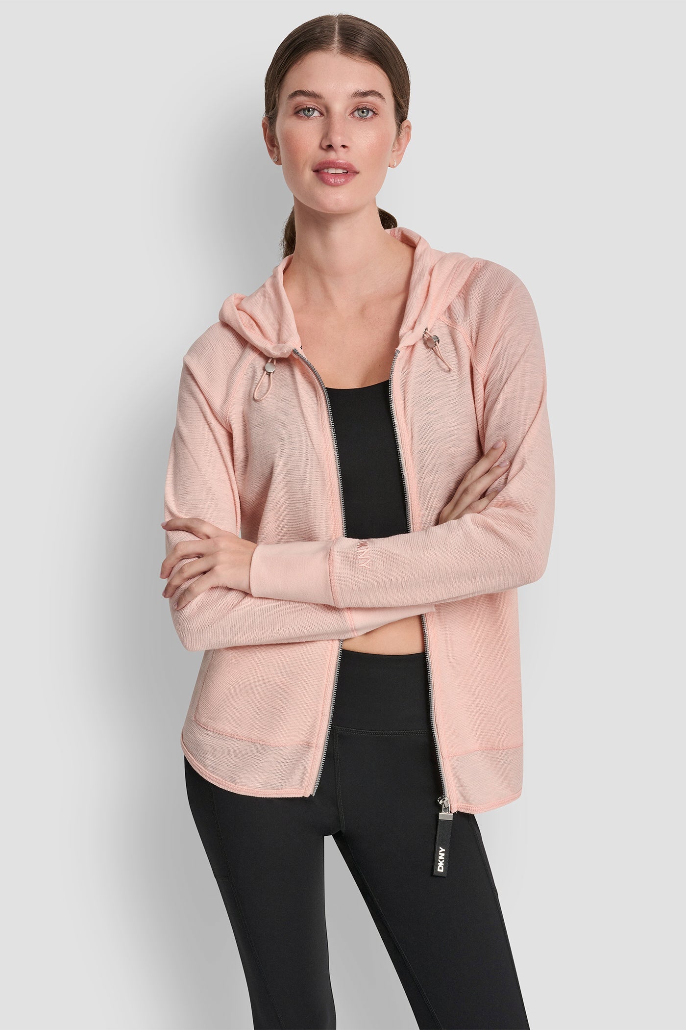 COTTON-BLEND SLUB WAFFLE-KNIT HOODIE
