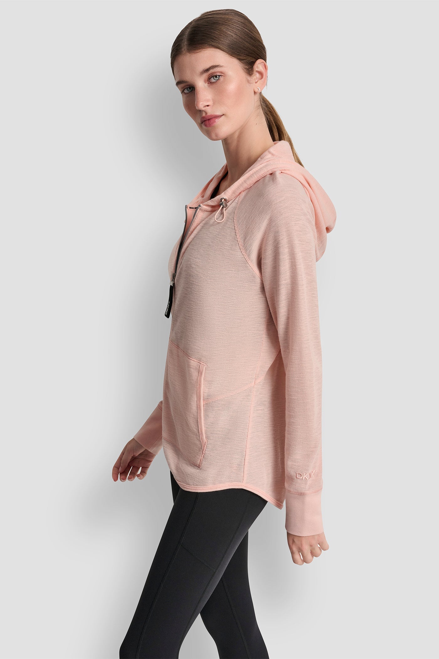 COTTON-BLEND SLUB WAFFLE-KNIT HOODIE