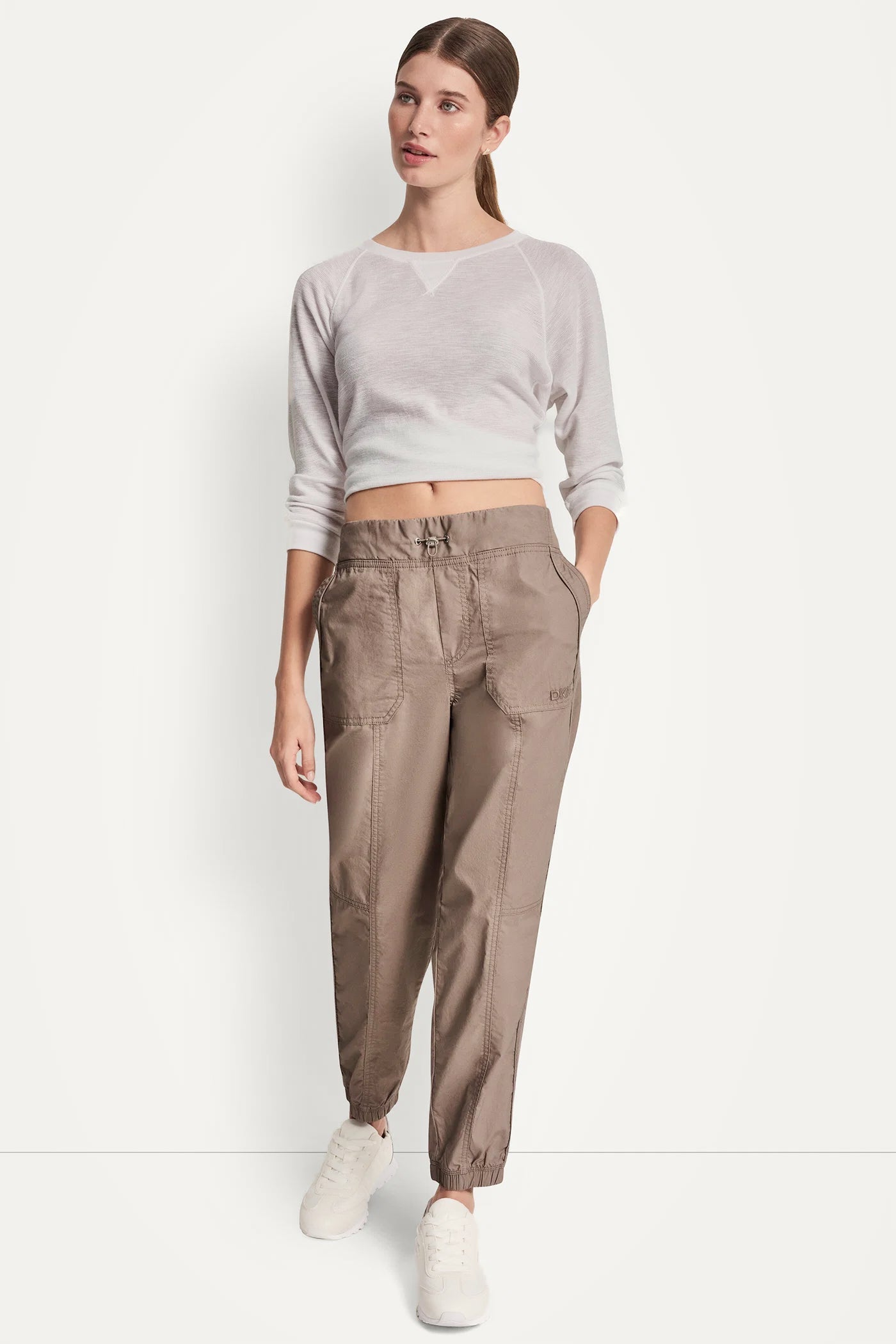COTTON-POPLIN HIGH-RISE SLIM UTILITY JOGGER
