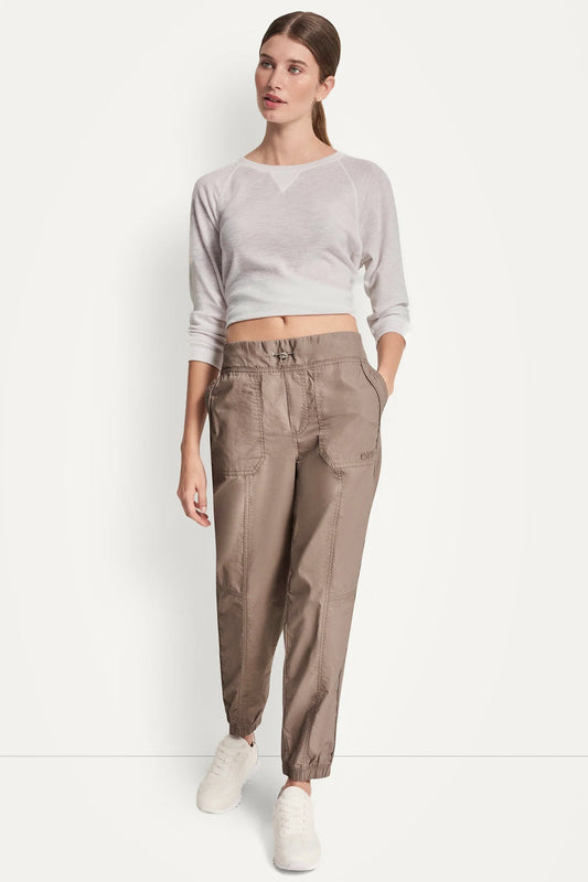 COTTON-POPLIN HIGH-RISE SLIM UTILITY JOGGER
