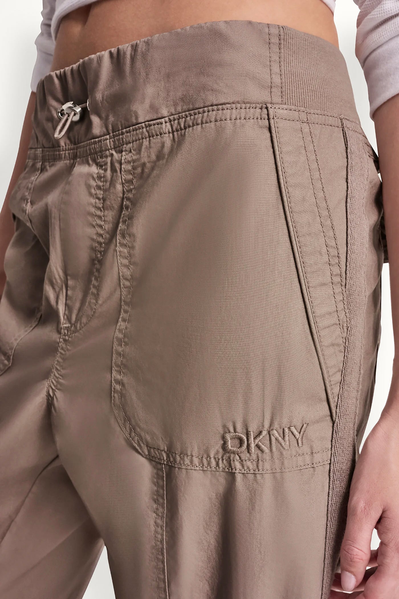 COTTON-POPLIN HIGH-RISE SLIM UTILITY JOGGER