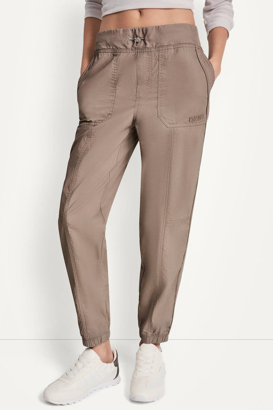 COTTON-POPLIN HIGH-RISE SLIM UTILITY JOGGER