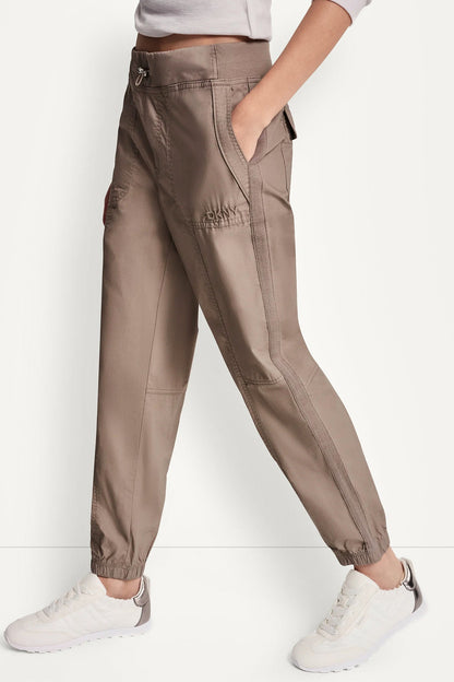 COTTON-POPLIN HIGH-RISE SLIM UTILITY JOGGER