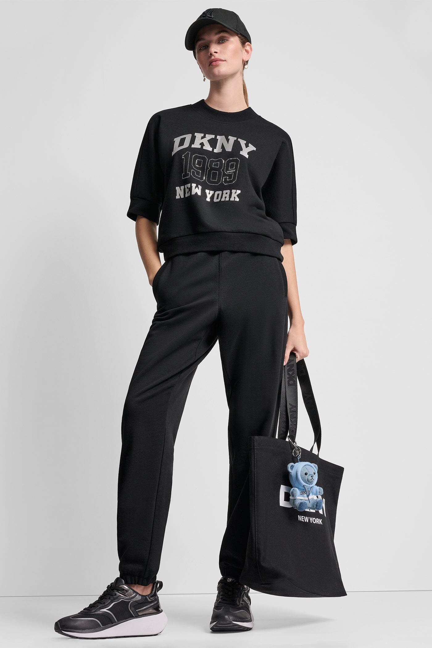COTTON-BLEND TERRY SHORT SLEEVE LOGO HIGH-LOW TEE