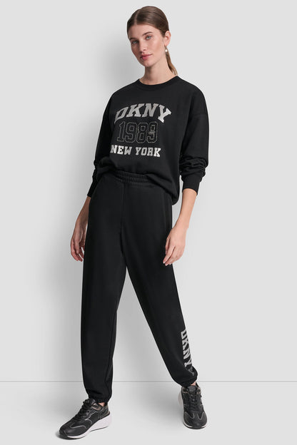 DKNY 1989 RHINESTUD LOGO JOGGER