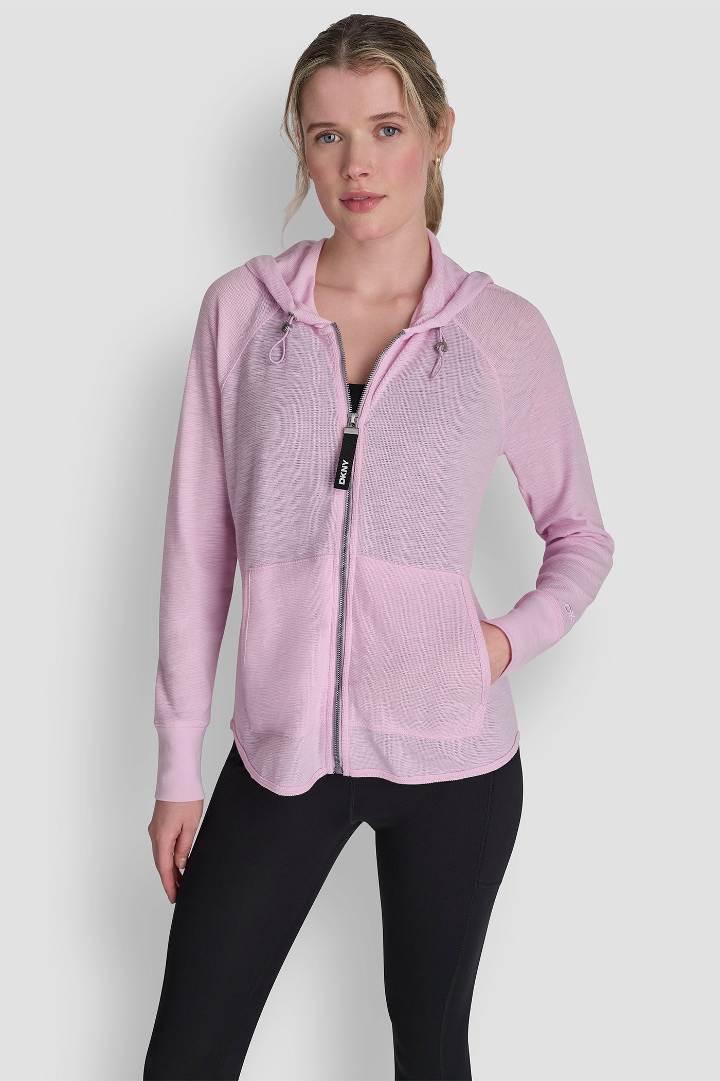 COTTON-BLEND SLUB WAFFLE-KNIT HOODIE