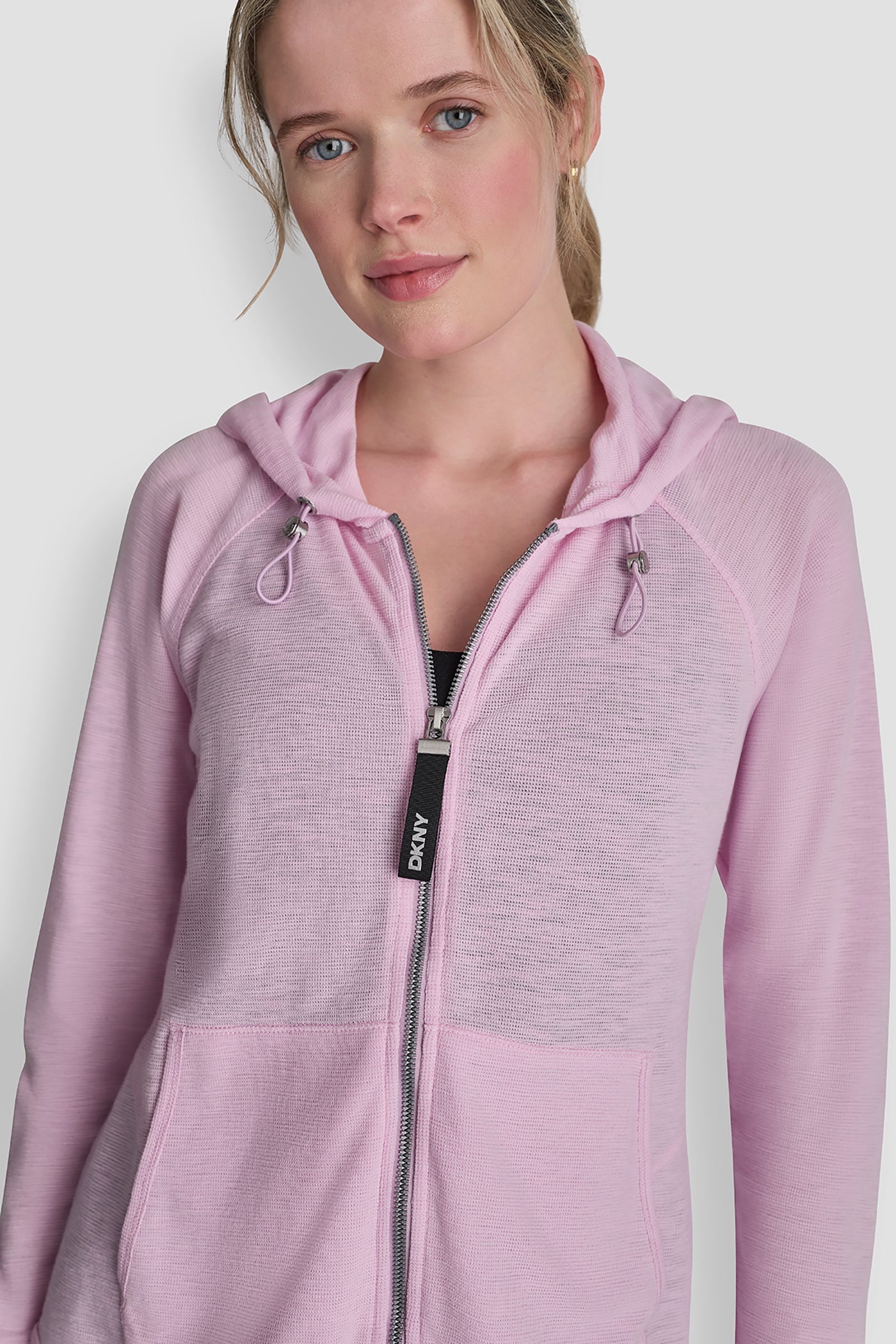 COTTON-BLEND SLUB WAFFLE-KNIT HOODIE