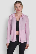 COTTON-BLEND SLUB WAFFLE-KNIT HOODIE