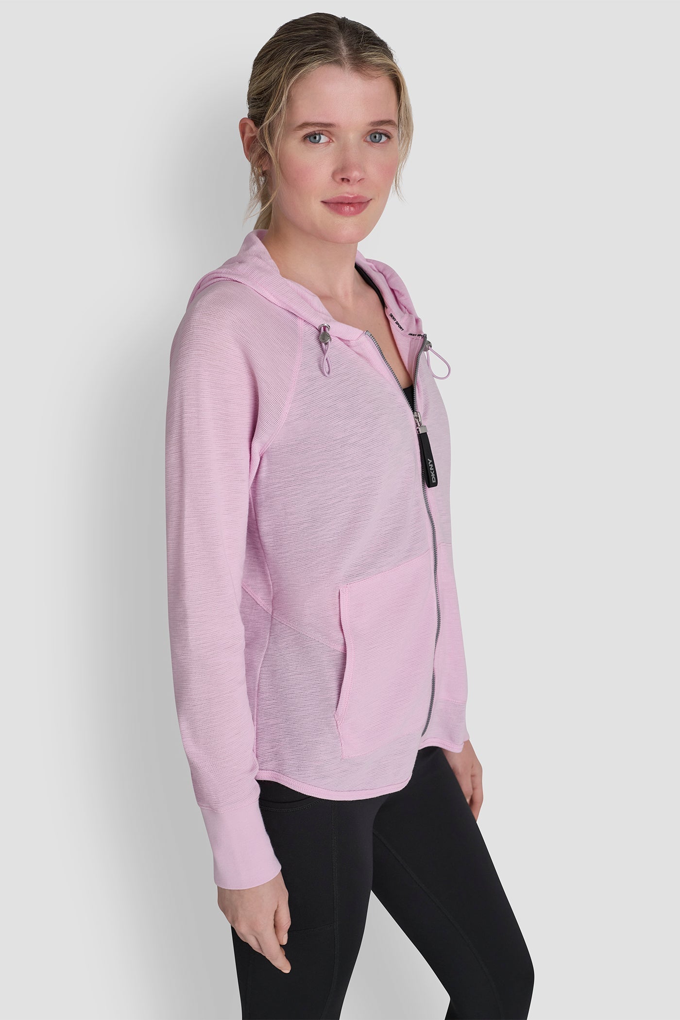 COTTON-BLEND SLUB WAFFLE-KNIT HOODIE