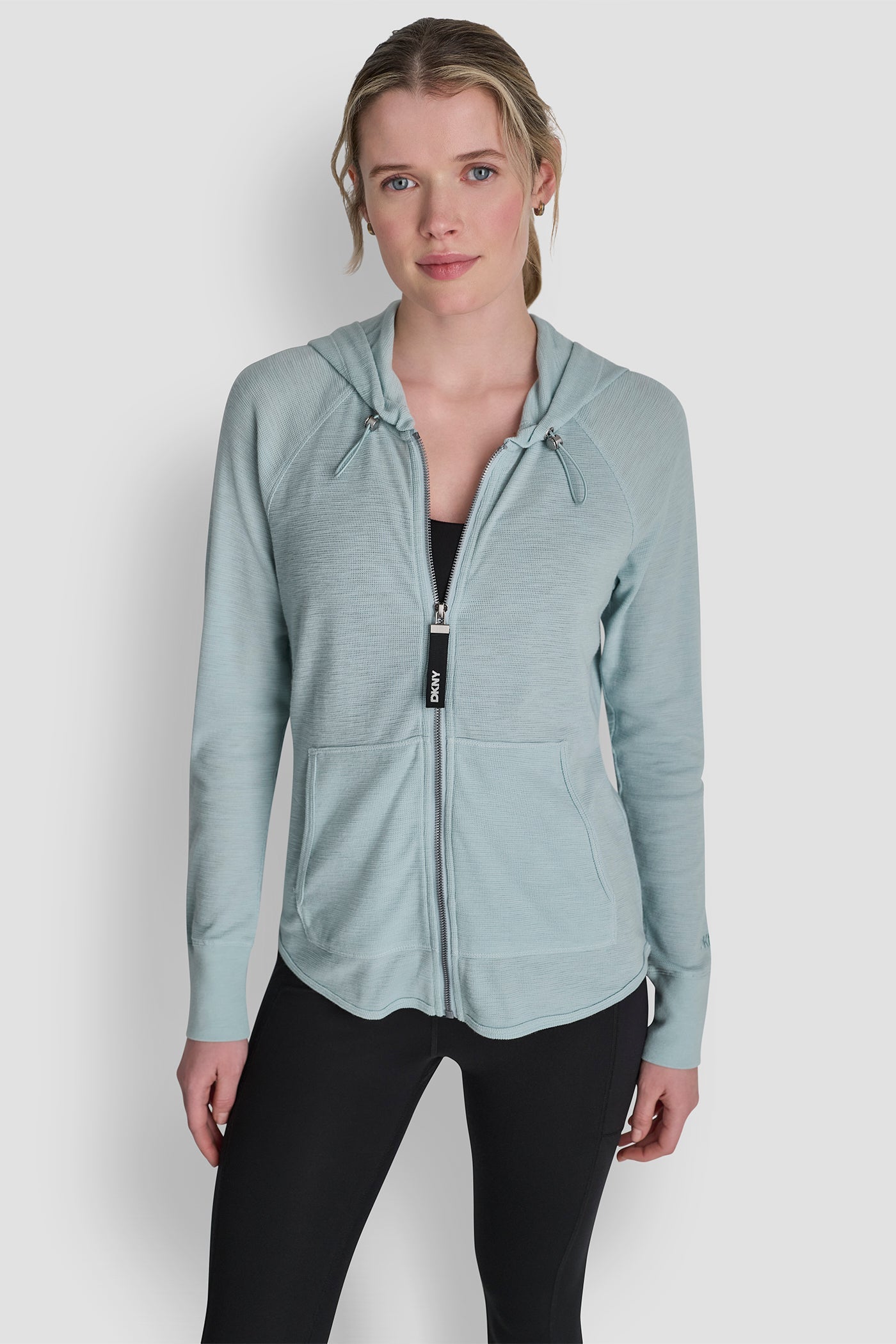 COTTON-BLEND SLUB WAFFLE-KNIT HOODIE