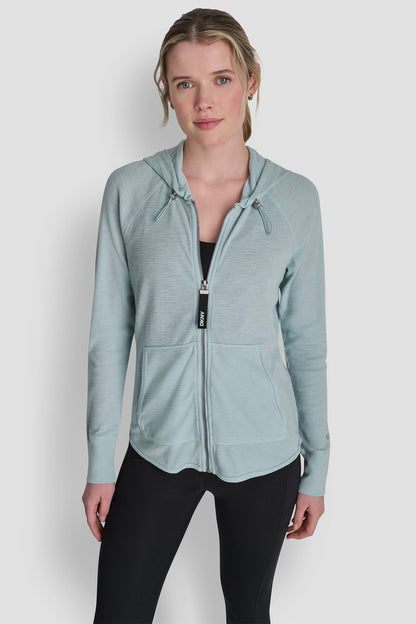 COTTON-BLEND SLUB WAFFLE-KNIT HOODIE