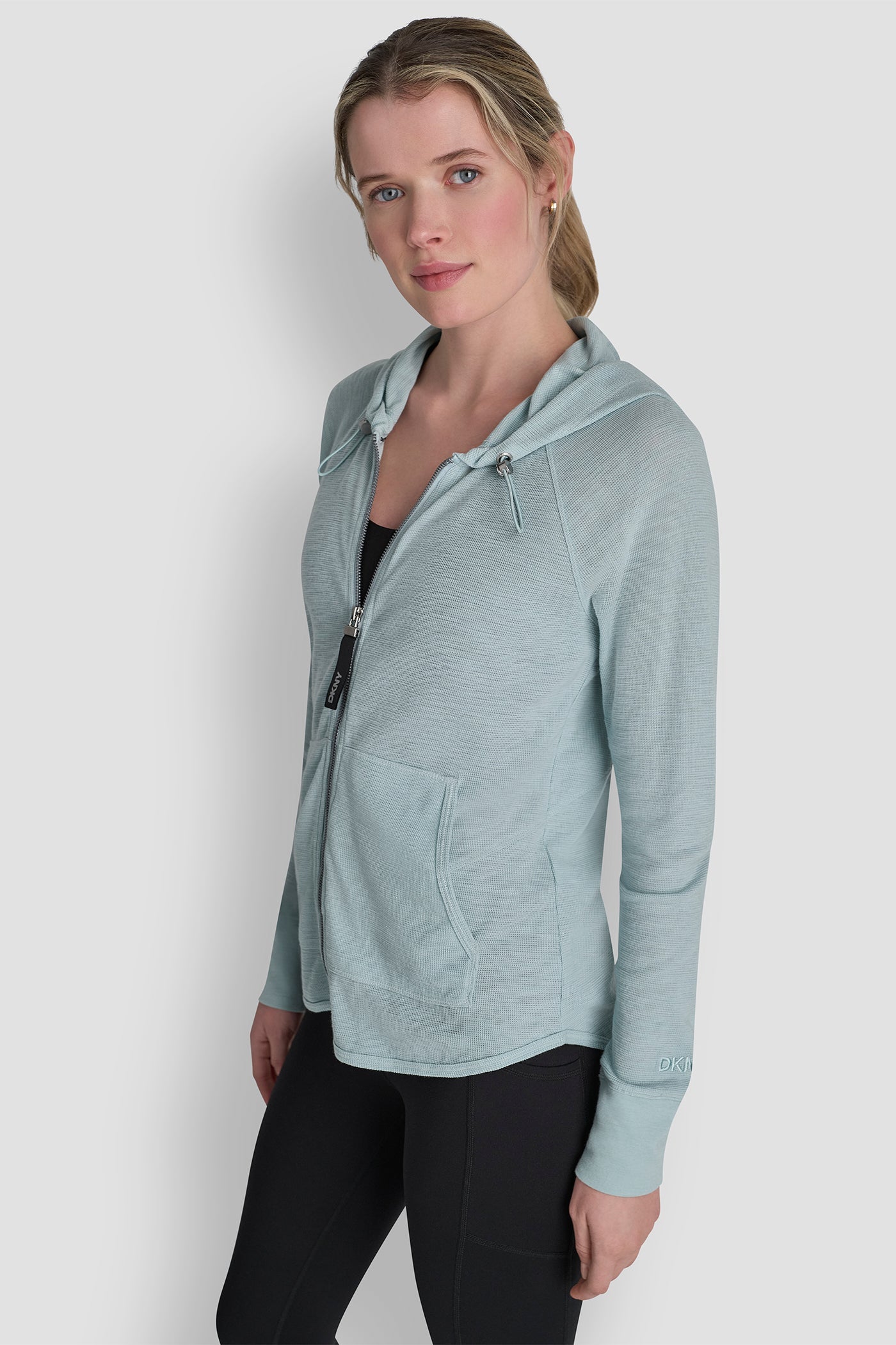COTTON-BLEND SLUB WAFFLE-KNIT HOODIE