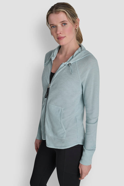 COTTON-BLEND SLUB WAFFLE-KNIT HOODIE