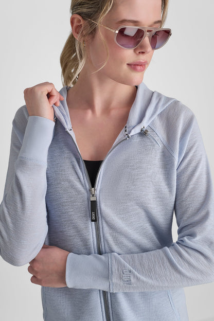 COTTON-BLEND SLUB WAFFLE-KNIT HOODIE