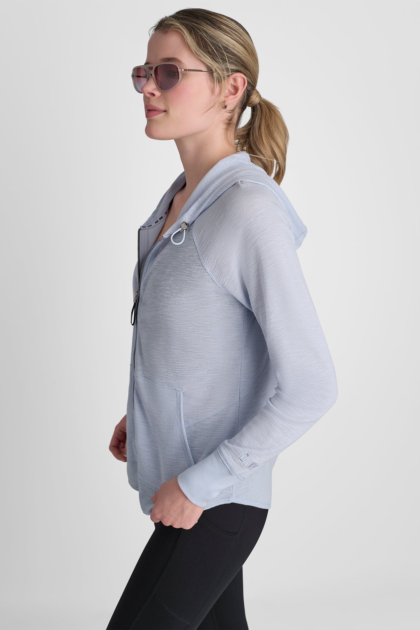 COTTON-BLEND SLUB WAFFLE-KNIT HOODIE