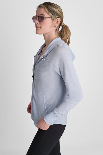 COTTON-BLEND SLUB WAFFLE-KNIT HOODIE