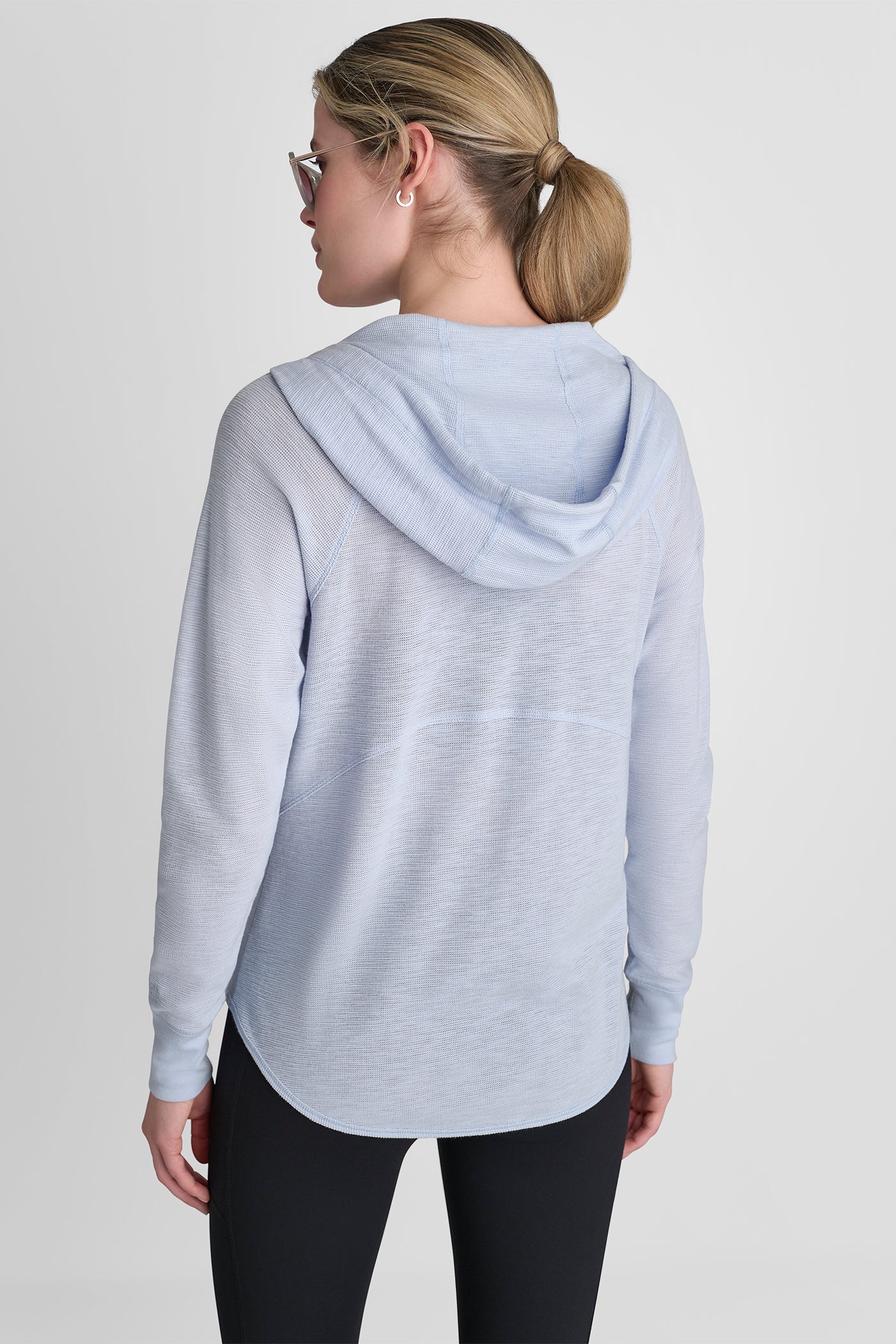 COTTON-BLEND SLUB WAFFLE-KNIT HOODIE