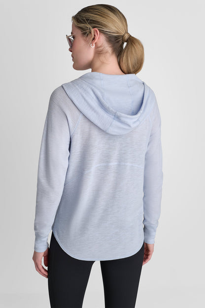COTTON-BLEND SLUB WAFFLE-KNIT HOODIE
