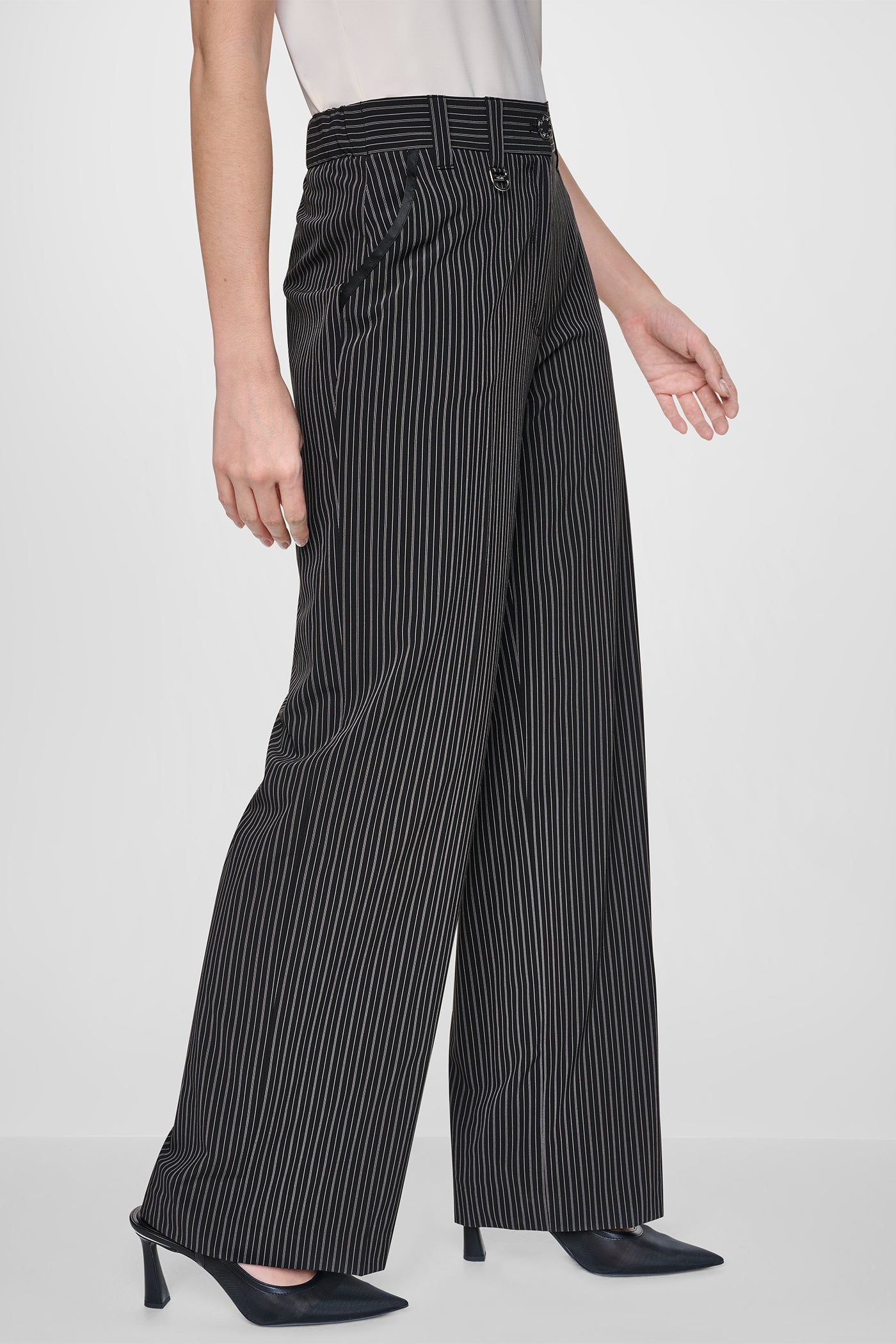 PINSTRIPE WIDE-LEG COMMUTER PANT