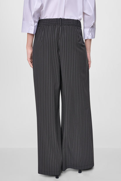 PINSTRIPE PLEATED STRAIGHT LEG COMMUTER PANT
