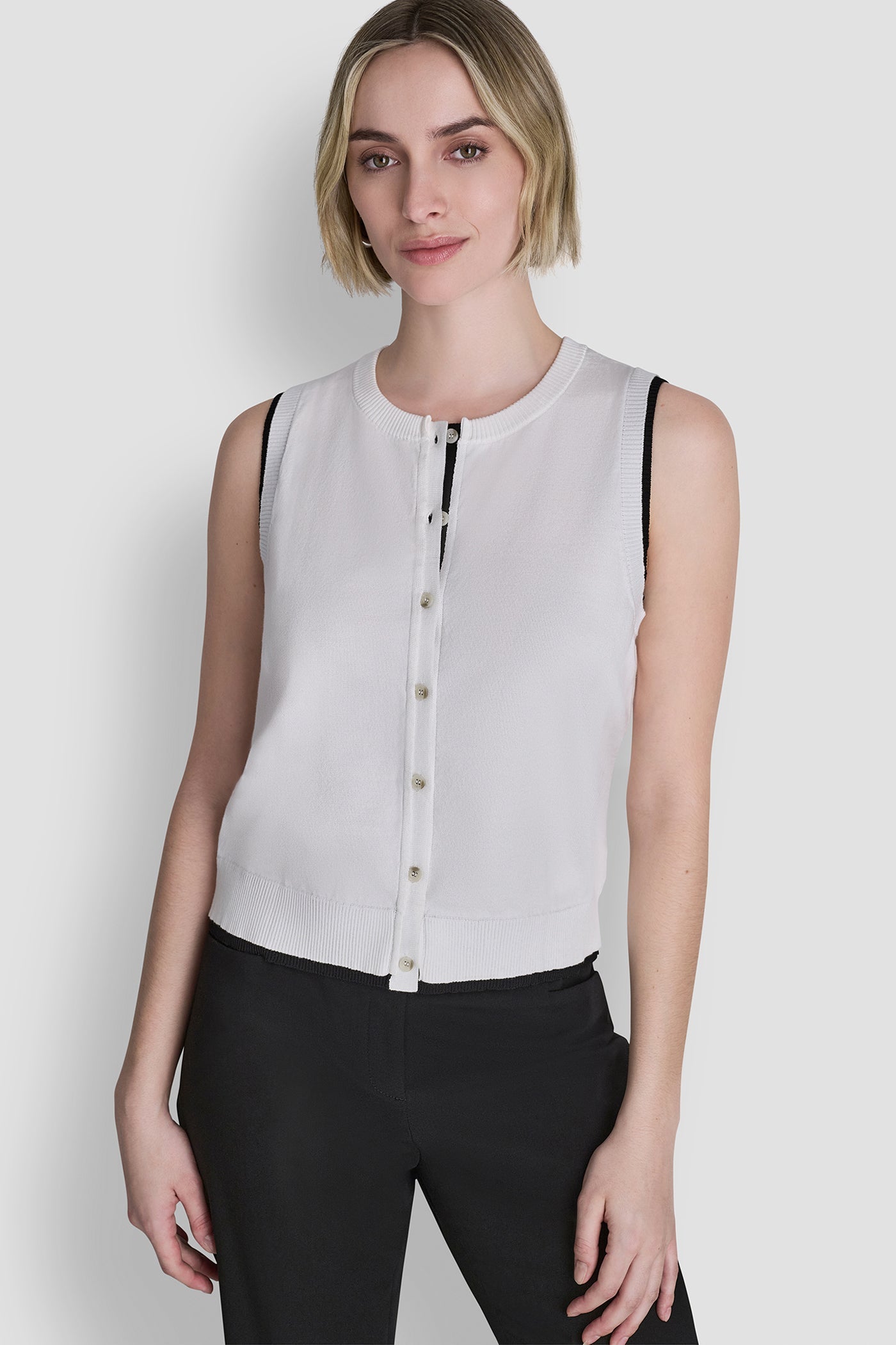 COLOR BLOCK SLEEVELESS SWEATER VEST
