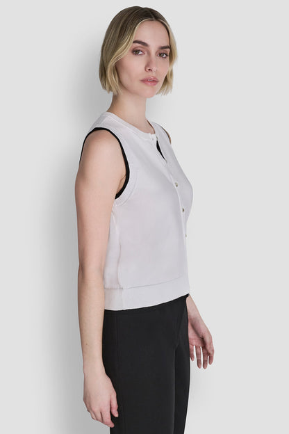 COLOR BLOCK SLEEVELESS SWEATER VEST