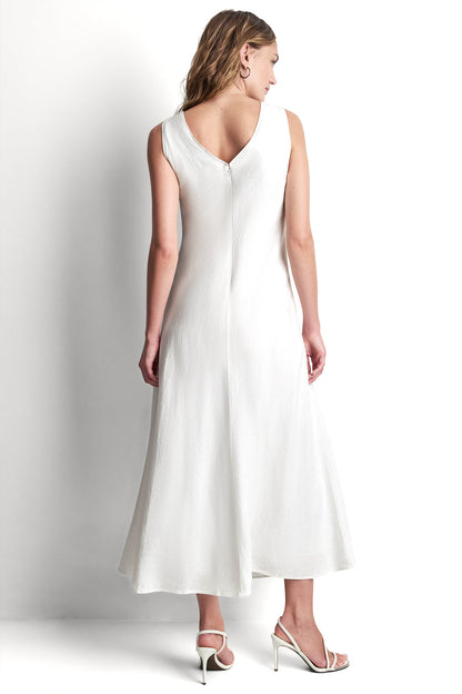 FRAYED LINEN MAXI DRESS