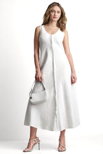 FRAYED LINEN MAXI DRESS