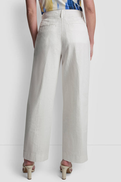 MID-RISE LINEN-BLEND TIE-WAIST PLEATED PANT