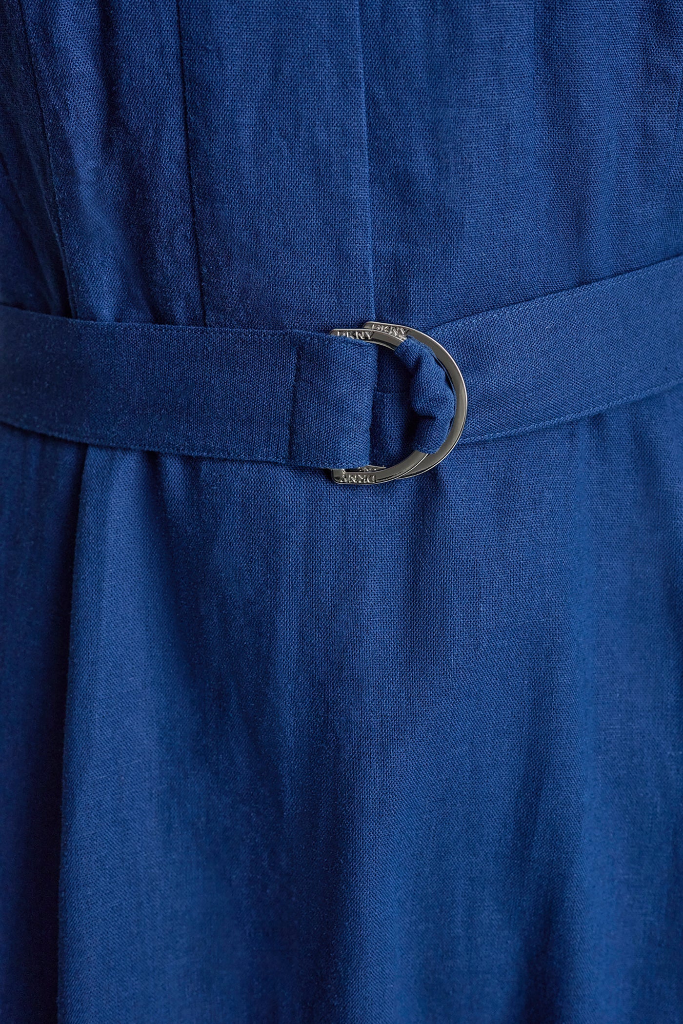 LINEN-BLEND SLEEVELESS MIDI DRESS
