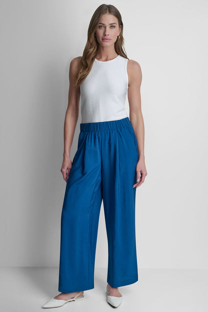 MID-RISE RUMPLED STRAIGHT-LEG ANKLE PANT